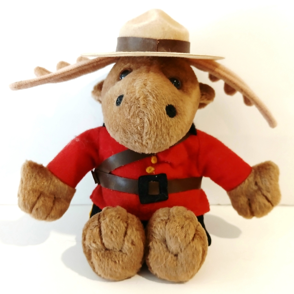 Collectible Plush RCMP Moose Toy with Red Jacket